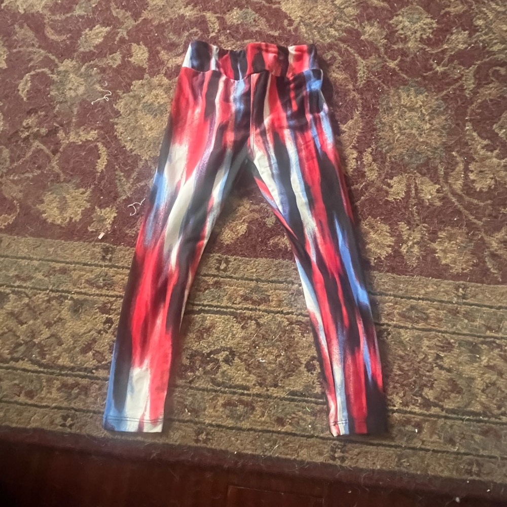 LuLaRoe Red & Blue Patterned Leggings Size Small/Medium